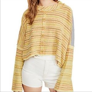 Free People Catalina Soft Sunset Yellow Pullover L